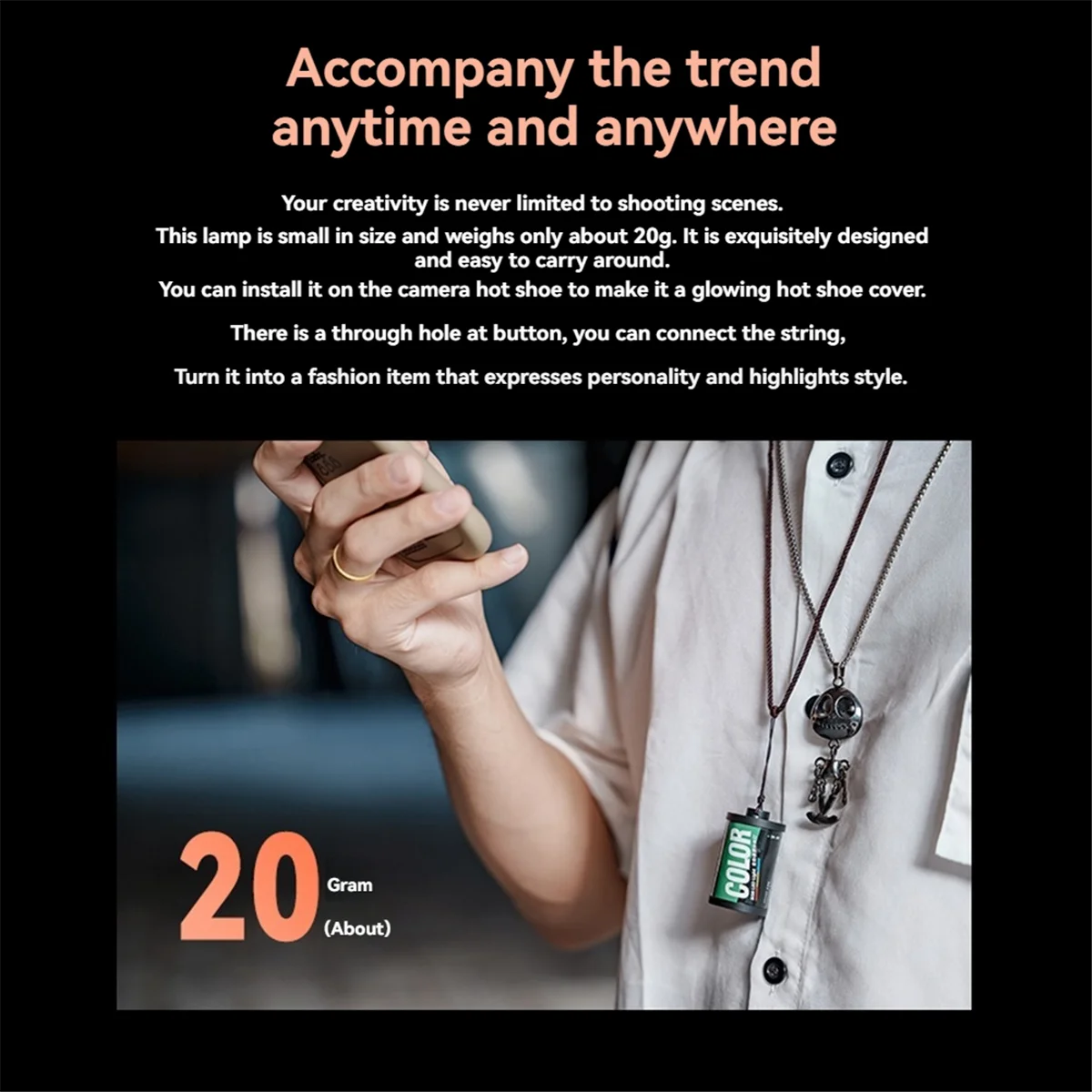 SEMOIC RGB Fill Light RGB LED Light Magnetic Mount Full Color Retro Film Style Mini LED Video Light 300mAh Cold Shoe