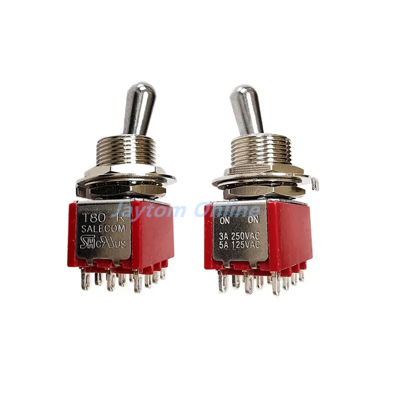 1 szt. T80-T 12MM przełącznik dwupozycyjny 4PDT 12 pinów 2 3 pozycje na mocowanie panelu o średnicy gwintu 3A/250V 5A/125VAC M12
