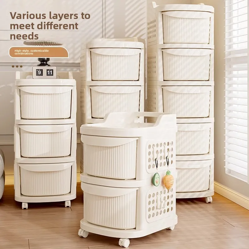 Mobile Storage Cabinet on Wheels, Multi-Layer Organizer Cart with Casters for Living Room Bathroom Office, Durable Utility Cart