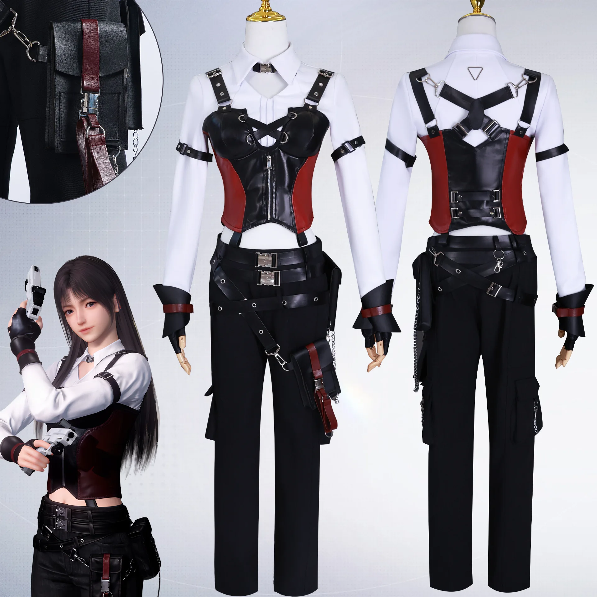

Game Cosplay Miss Hunter Cosplay Costume Top Pant Coat Gloves Garment Woman Handsome Game Uniform