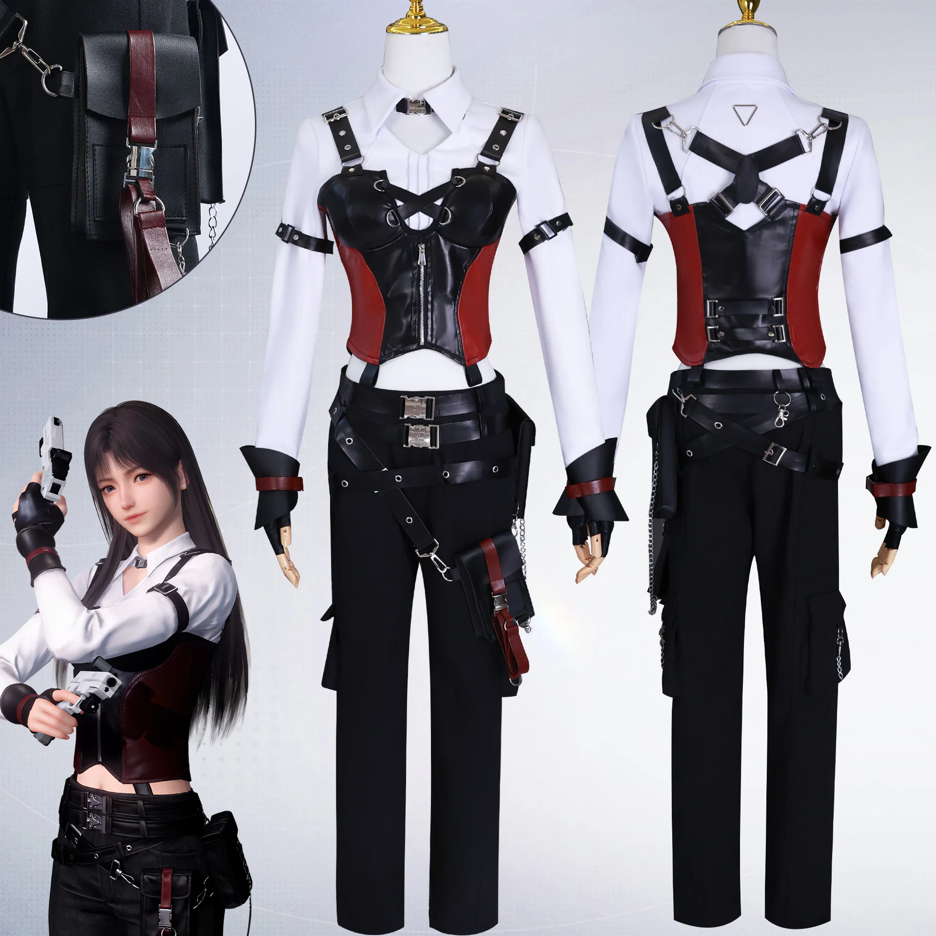 Game Cosplay Miss Hunter Cosplay Costume Top Pant Coat Gloves Garment Woman Handsome Game Uniform