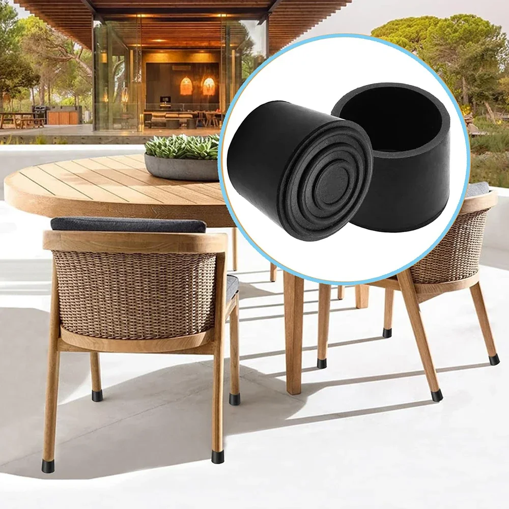 4PCS 22-80mm Round Black PVC Soft Rubber Pipe Sleeve Tube Tip Protectors Furniture Foot Table Chair Leg End Cap Cover