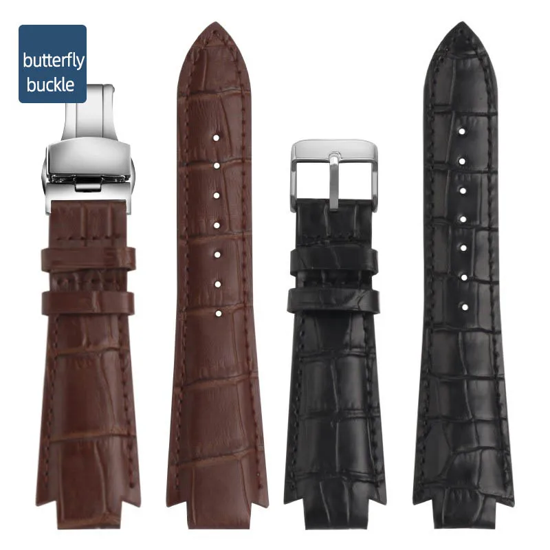 24x14mm Convex End Cowhide Leather Watchband 1853 For Tissot T60 Strap Belt L875/975K Series Watch Strap Accessories