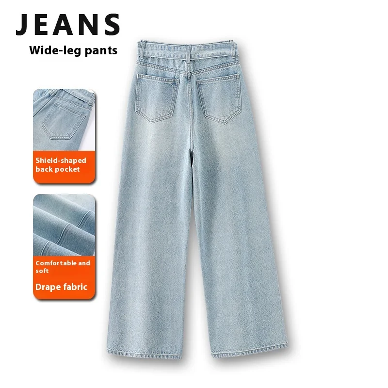 Pantaloni da donna jeans dritti in canapa Pantaloni casual leggeri con taglio stereo 2025 Autunno Nuovo stile