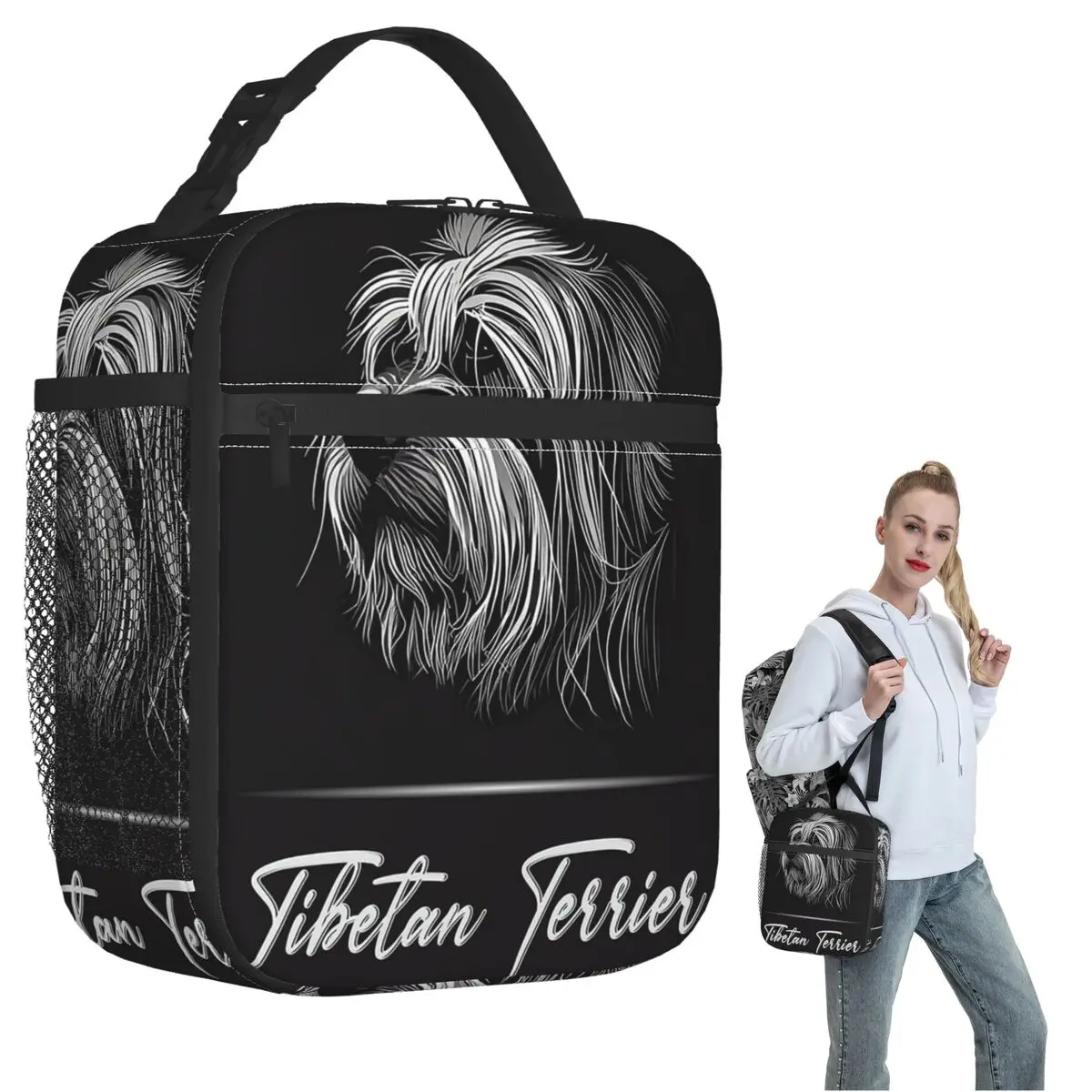 Adorable Tibetan Terrier Insulated Lunch Bag for Women Kids Portable Food Boxes Thermal Lunch Box Tote