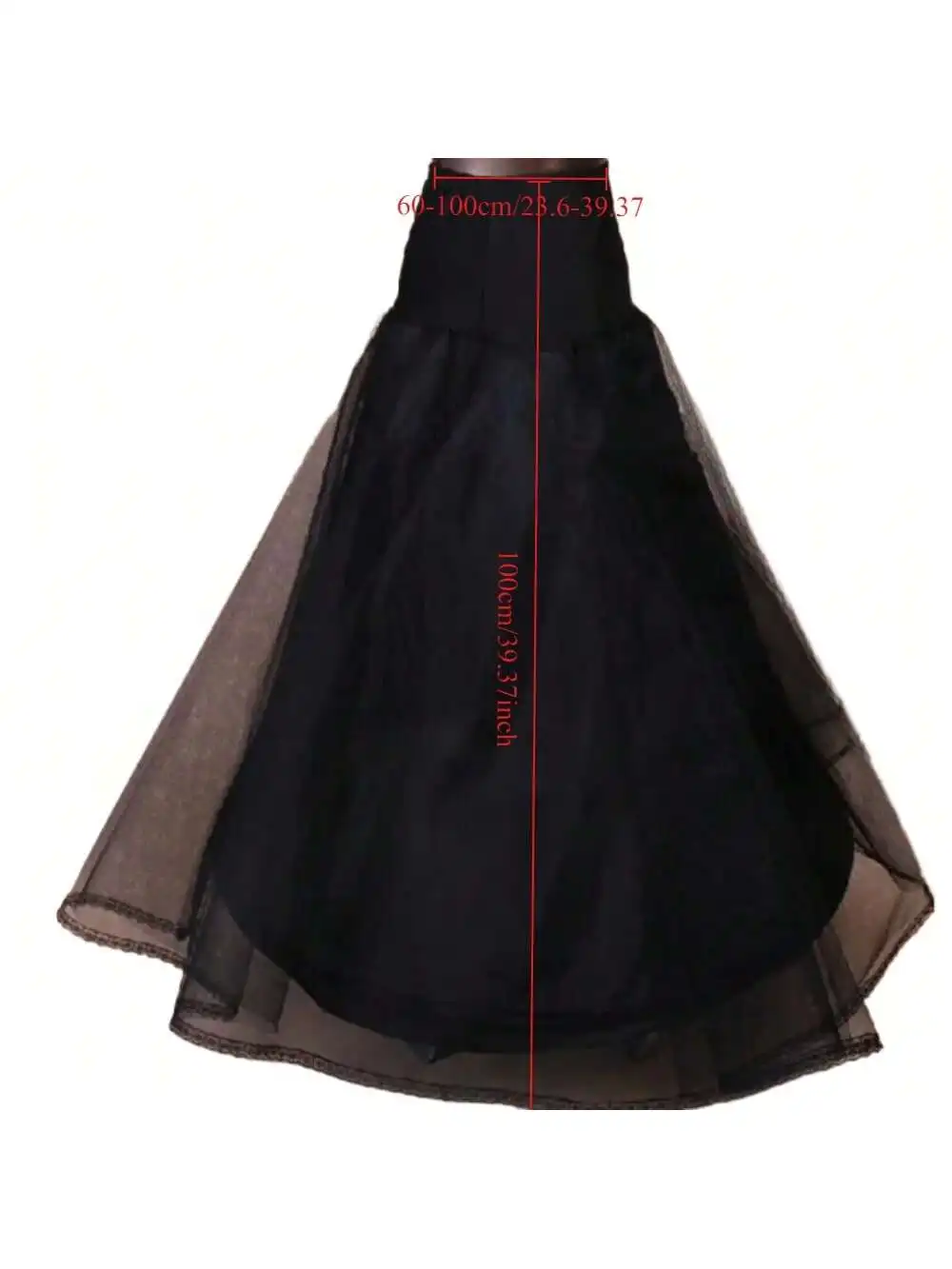 Schwarzer Hoop Langer Petticoat Krinoline Ballkleid Rock Unterrock Hochzeitsaccessoires – Detail 9