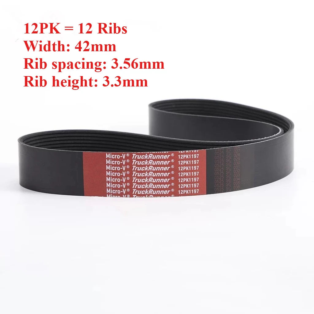 Micro-V Car Belts 12PK1189~12PK2170 Commercial Vehicles Trucks Excavators Tractors Engines Multi-rib Accessories Drive Belts