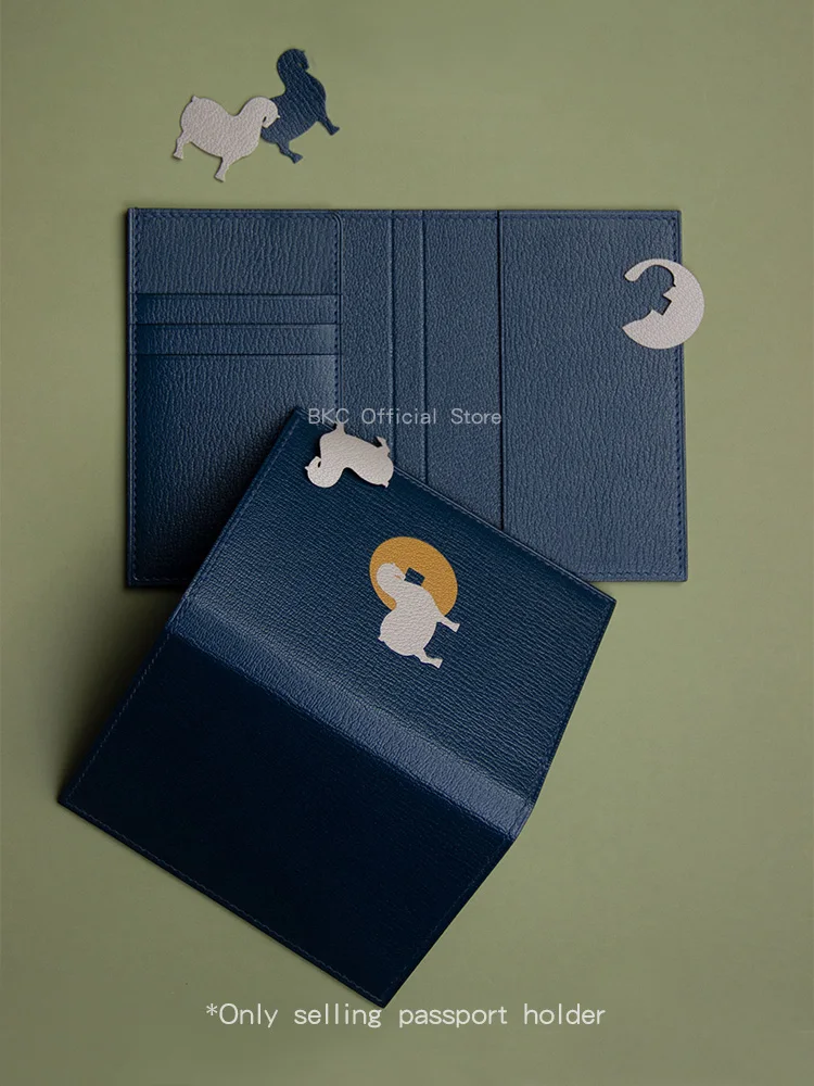 

Goat Leather Passport Holder, Handmade Saddle Stitch Card & Boarding Pass Wallet, Unique "Horse & Coin" Inlay Travel Gift