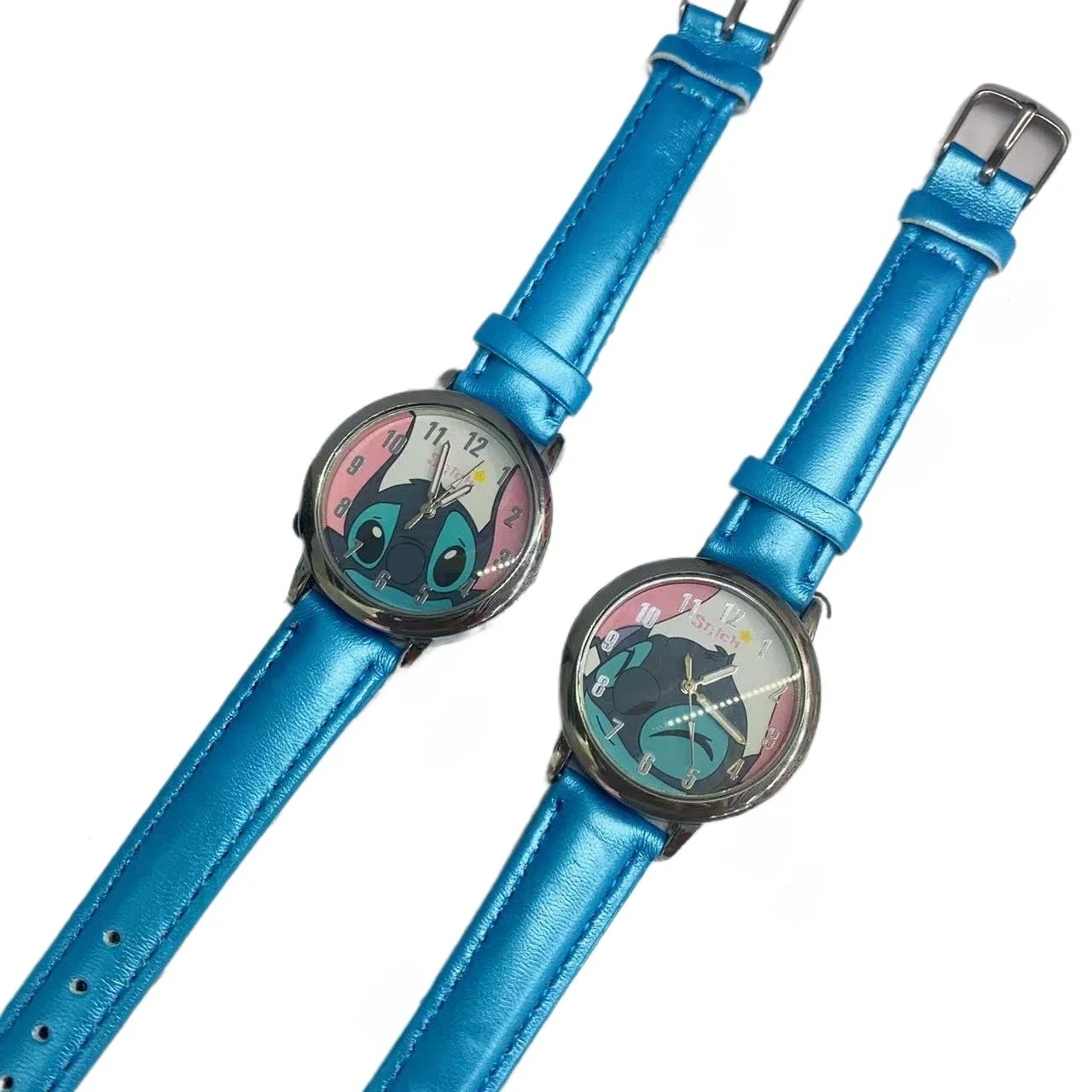 Reloj de punto Kawaii de Disney, accesorios bonitos de dibujos animados de Anime, reloj con correa de cuero de estrella para niños, textura para niño y niña, regalo de cumpleaños y Navidad