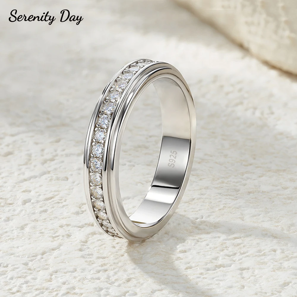 

Кольца Serenity D Color с муассанитами для женщин и мужчин, из серебра S925, 100% стерлинговое серебро, сверкающие обручальные кольца, ювелирные изделия
