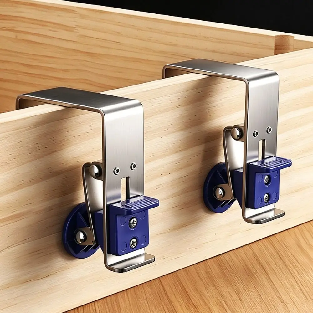 2pcs Press Lock Drawer Front Installation Clamps Stainless Steel Panel Friendly Drawer Mounting Jig Thickened