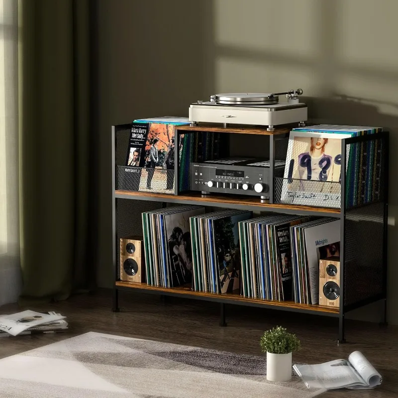 Living room furniture bilateral record player rack vinyl record large capacity storage