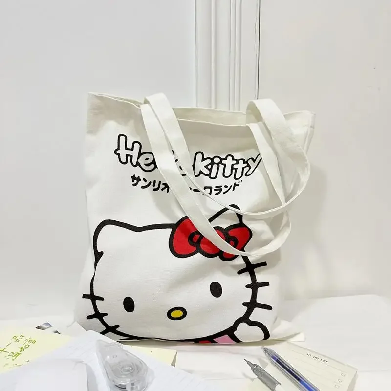 

Sanrio Hello Kitty Handbag Cute Anime Cartoon Kuromi Cinnamoroll Fashion Canvas Shoulder Bag Kawaii Schoolbag Girls Holiday Gift