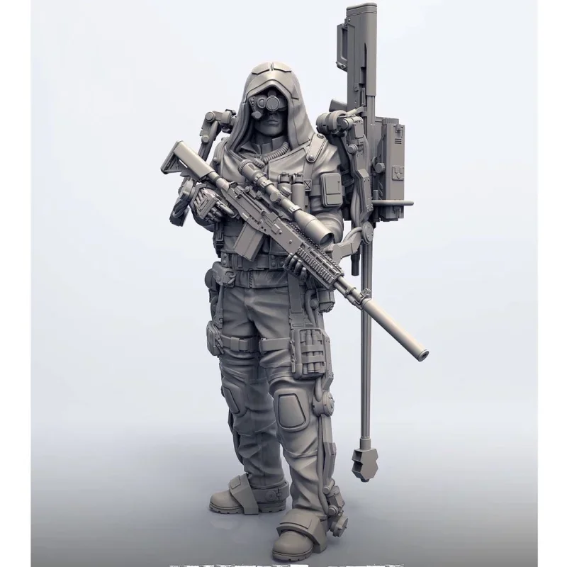 1/35 Scale Resin Figure Model Kit Future War Soldier Sniper Miniatures Statue Unassembled and Unpainted DIY Toys