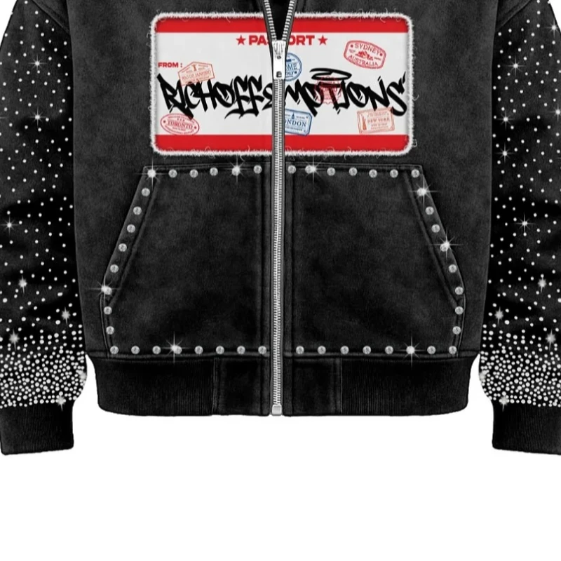 Carhartt Y2K Retro Diamond Embroidered Logo Design Trendy Men Zipper Hoodie