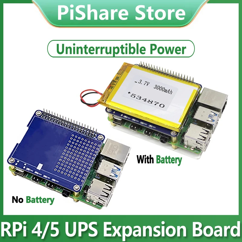 Плата расширения Raspberry Pi 4/5 ИБП Источник бесперебойного питания HAT Модуль литиевой батареи