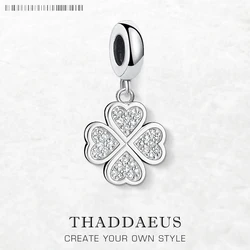 Pure 925 Sterling Silver Cloverleaf Pave Pendant Charm For Women Men New Fashion Lucky Jewelry
