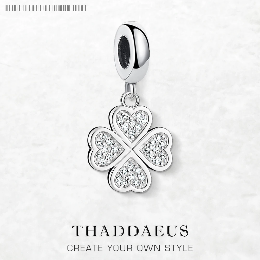 Czysta 925 Sterling Silver Cloverleaf Pave wisiorek z amuletem dla kobiet mężczyzn nowa moda biżuteria na szczęście