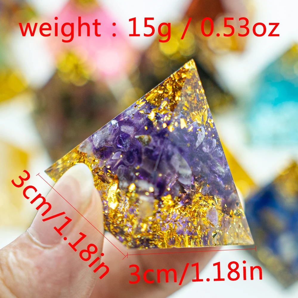 Mini pirámide de cristal Natural, generador de energía, cuarzo, amatista, Reiki, cristal curativo, Chakra, pirámide de resina, meditación,