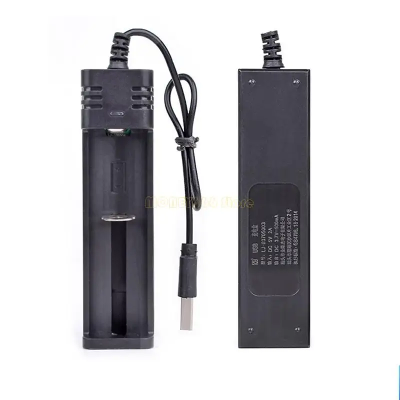 F62C New USB li-ion Battery 3.7V for 1PC 18650 16340 14500 26650 Lithium Battery Rechargeable 500mA