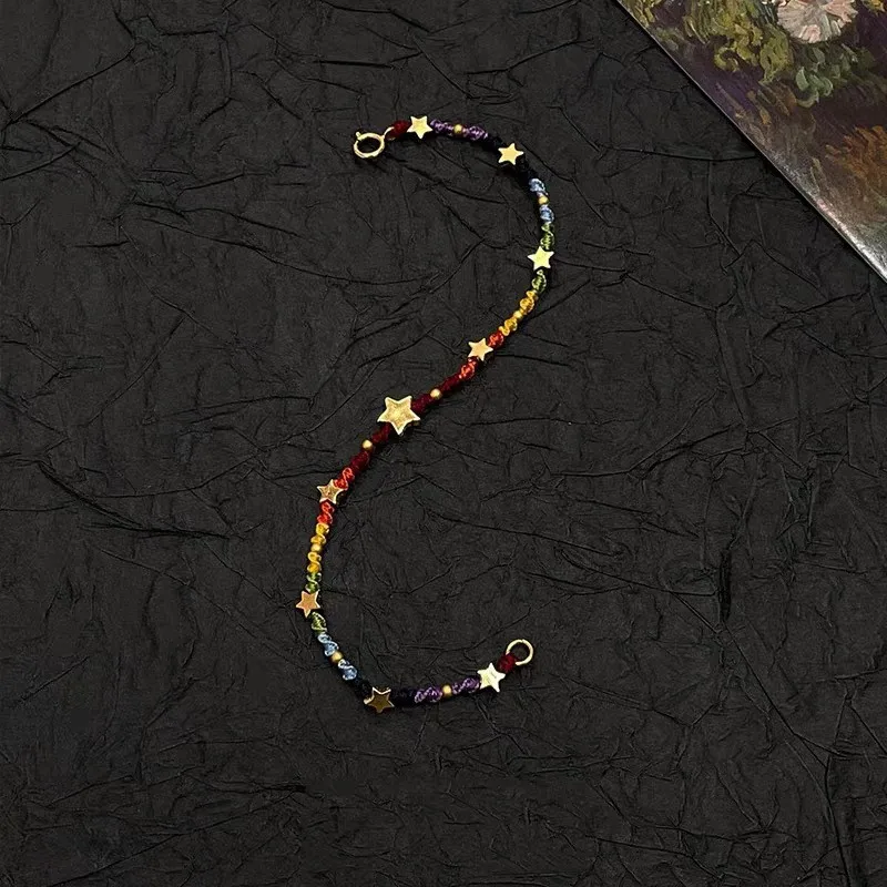 

VENTFILLE 925 Sterling Silver Star Bracelet for Women Girl Weave Multicolour Bohemia Romatic Jewelry Gift Dropship Wholesale