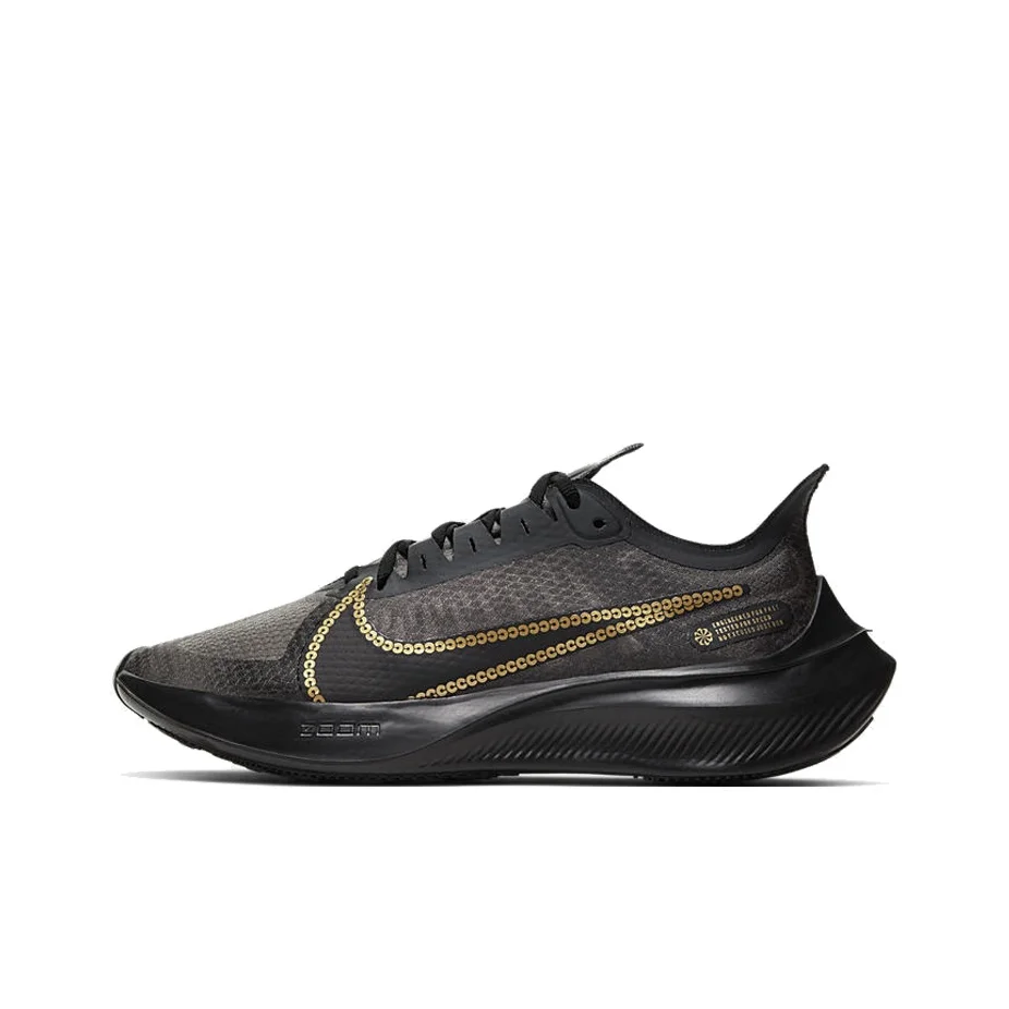 Nike Zoom Gravity 1 Slip Resistant Lightweight Non slip Lightweight Low top Casual Running Shoes Women's Black Gold CT1159-001