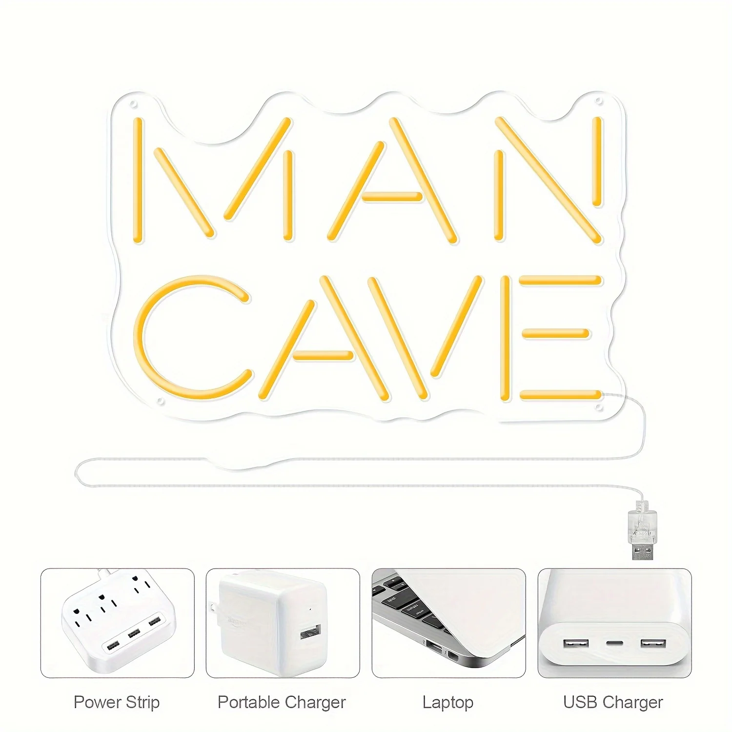 Lampu Neon Man Cave, Lampu LED Man Cave Bertenaga USB, Dapat Diredupkan, untuk Dekorasi Dinding Kamar Tidur, Ruang Game, Bar, Pub, Klub, Pesta