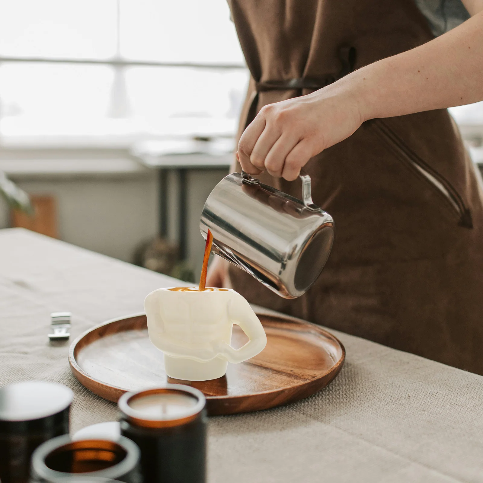 

Funny Muscle Body Shaped Ceramic Coffee Mug Creative Design Ergonomic Grip Novelty Cup Home Office Use Unique Present