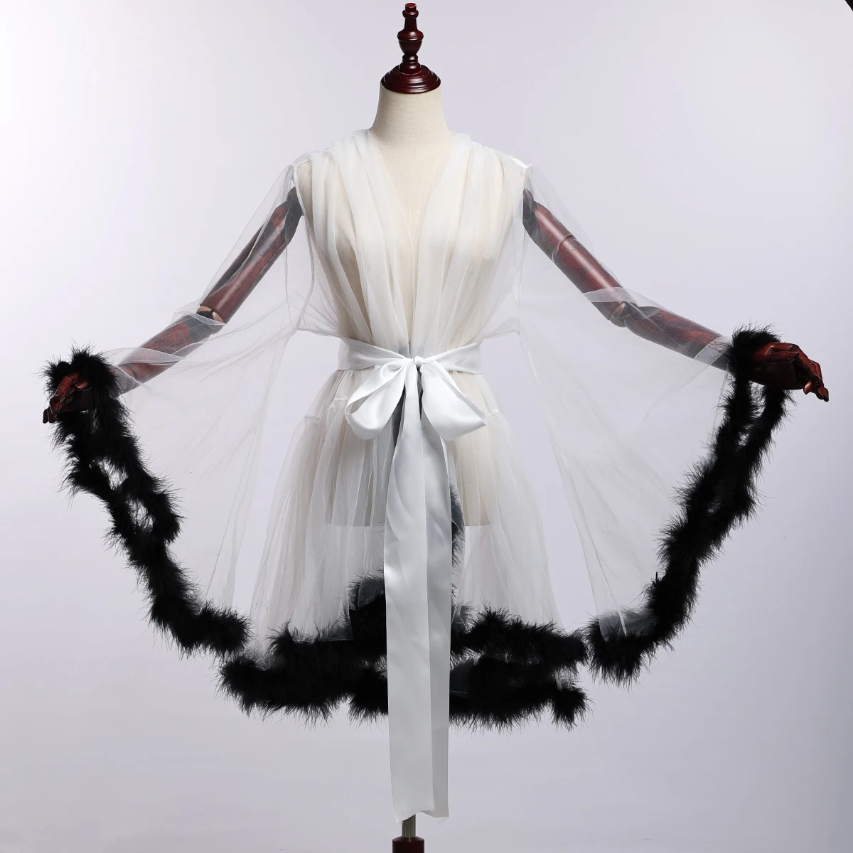 

Sexy Ladies Tulle Gown Robe Dressing Perspective Sheer Pregnancy Maternity Dress Nightgown Sleepwear