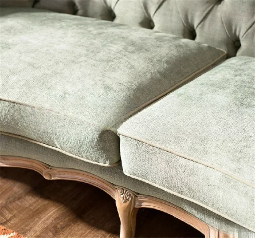 الأثاث الأمريكي أريكة من الخشب الصلب بسيطة الحديثة النسيج مشبك حقيبة لينة مقهى أريكة الترفيه