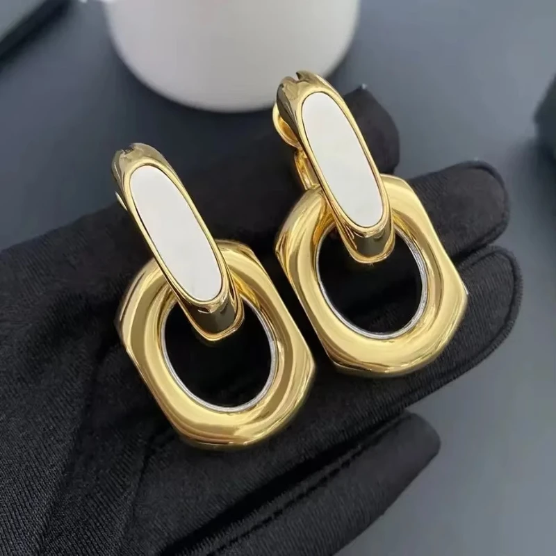 

Top Quality Gold Silver Dual Color Geometric Detachable Earrings Women Designer Luxury Jewelry Trend