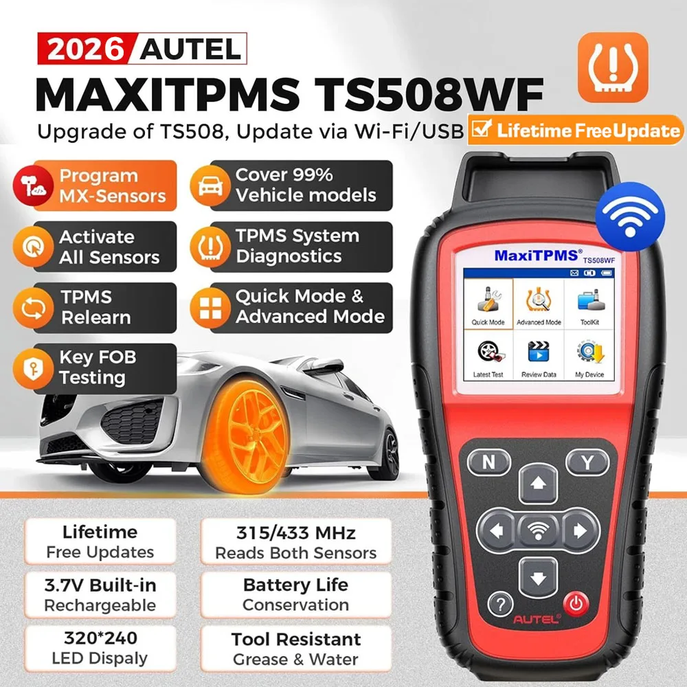 

Диагностический и сервисный инструмент Autel MaxiTPMS TS508WF для автомобильных датчиков давления в шинах (TPMS) — аналог TS508, TS501. Активация, перепрограммирование и обучение всех датчиков TPMS, программирование датчиков MX.