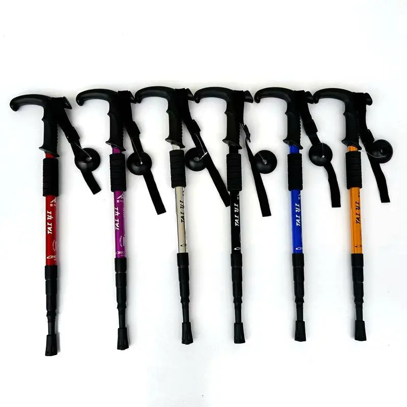 Aluminum Alloy Adjustable Height 52-110cm Hiking Poles for Outdoor Camping Mountain Climbing Travel Straight/T Handle Option