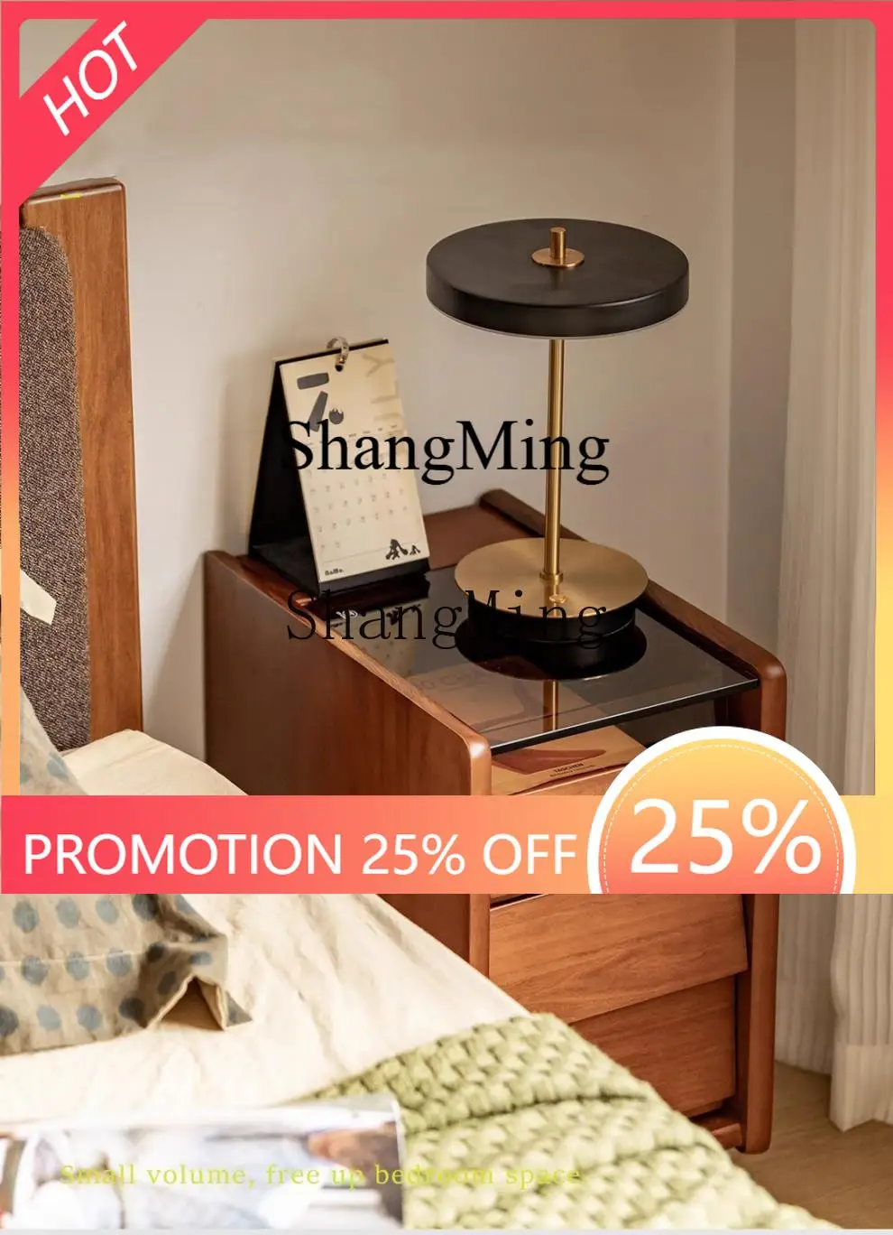 

FG medieval solid wood bedside table bedroom mobile home storage bedside table narrow side locker