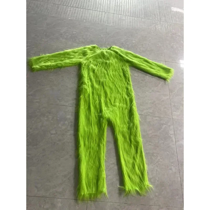 Christmas Green Fur Santa Claus Monster Cosplay Costume Unisex Xmas Halloween Carnival Party Men Roleplaying MN9