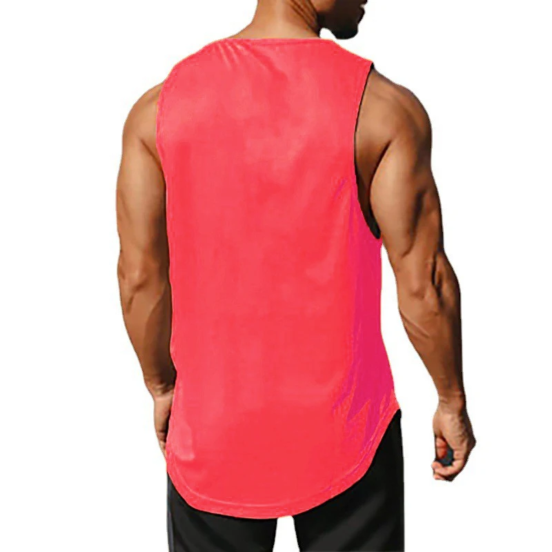 Summer New Trend Men's Tank Top Round Neck Mesh Bottom Shirt Sports Fitness Swimming Running Shirt Quick Dry Sleeveless Vest