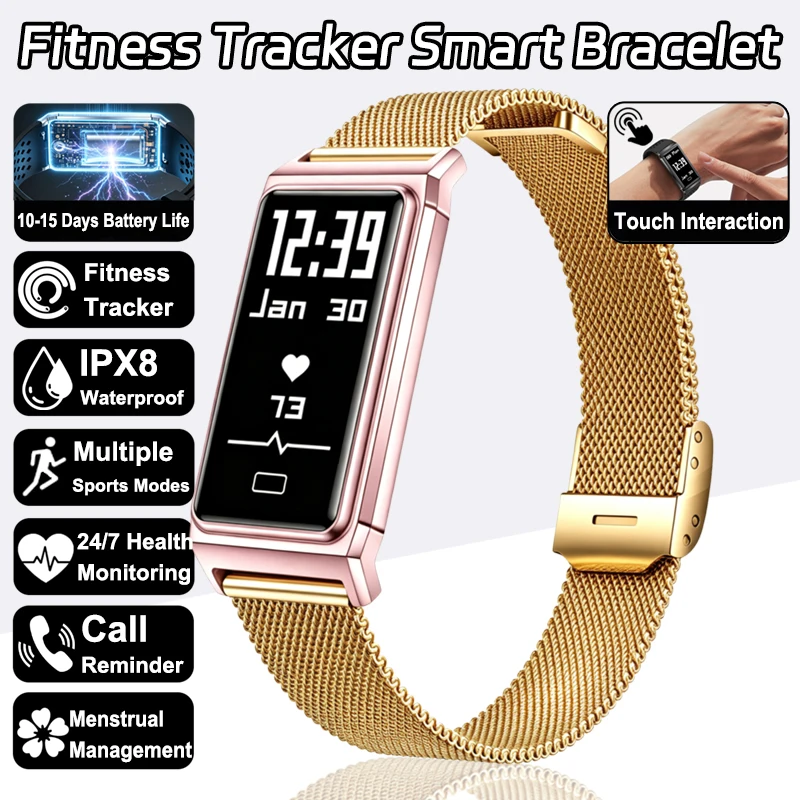 New Smart Bracelet Men Women Built-in Heart Rate Sleep Monitor IPX8 Waterproof Sports Fitness Tracker Smartwatch For Android iOS
