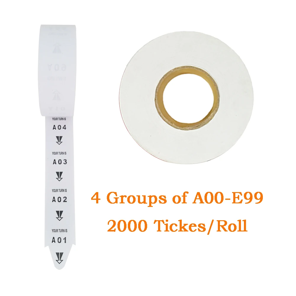 2 Roll/Pack Tickets Paper Roll for Take A Number Machine Ticket Dispenser Used in Queue Calling System with 2000pcs Number