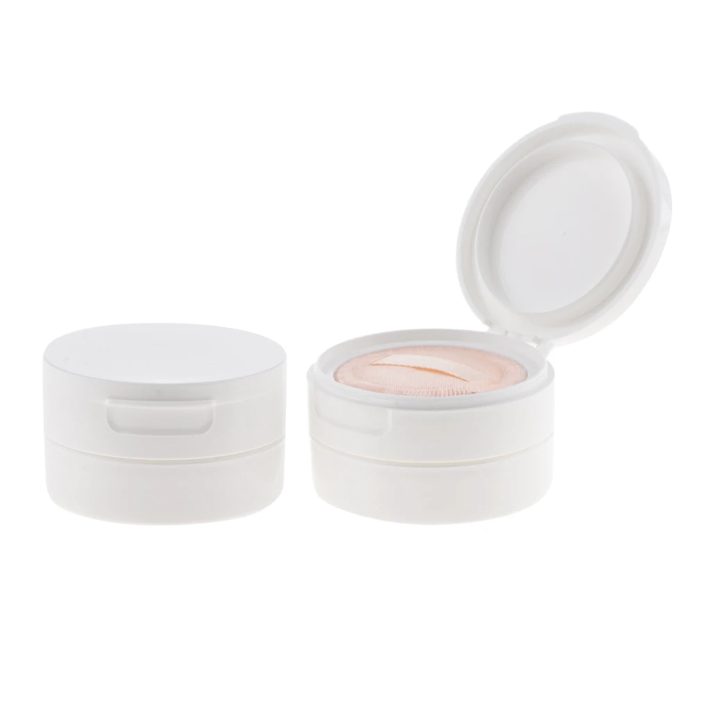 2 pezzi fondotinta vuoto Make-up flacone cosmetico contenitore per soffio di polvere 50g-trasparente/bianco