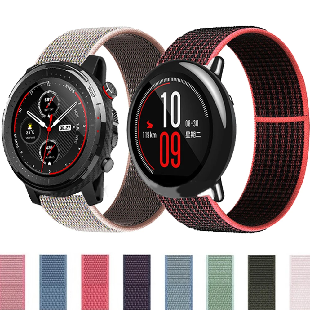 حزام نايلون حلقي لساعة Amazfit Pace Stratos ، سوار ساعة ذكية ، سوار ، معصم ، GTR ، 2 ، 2S ، 22 ، 47 xamo ، 2E ، GTR 3