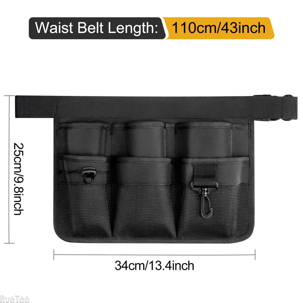 Multifunctional Tool Waist Bag with 6 Pockets Electrician Toolkit with Belt Wrench Screwdriver Hardware Tools Bags Organizer