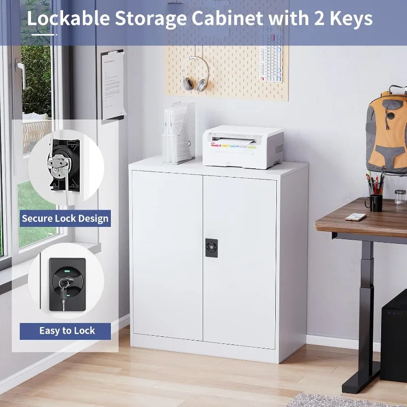 Populair. Metalen kast, afsluitbare opbergkast met 2 deuren en 2 verstelbare planken, gereedschapsopbergkasten voor garage, thuis