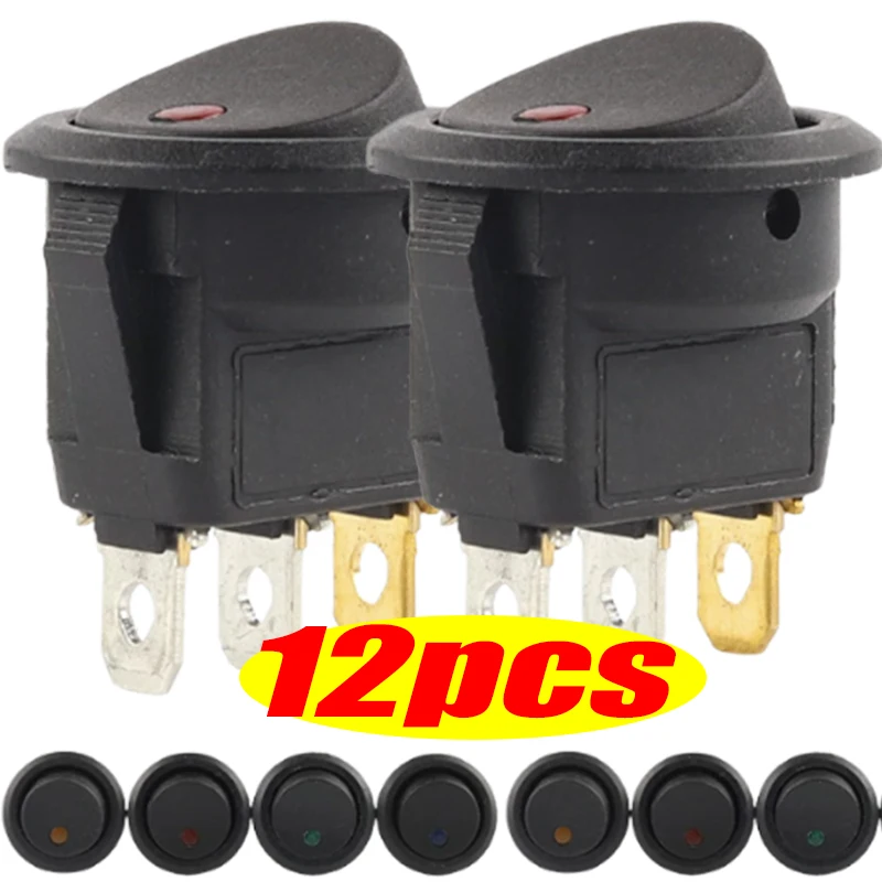 1/3/12pcs 12V 3 Pin 2 Position Switch on/Off Control SPST LED Boat Switch with Light Car Truck Rocker for Marine Auto Parts