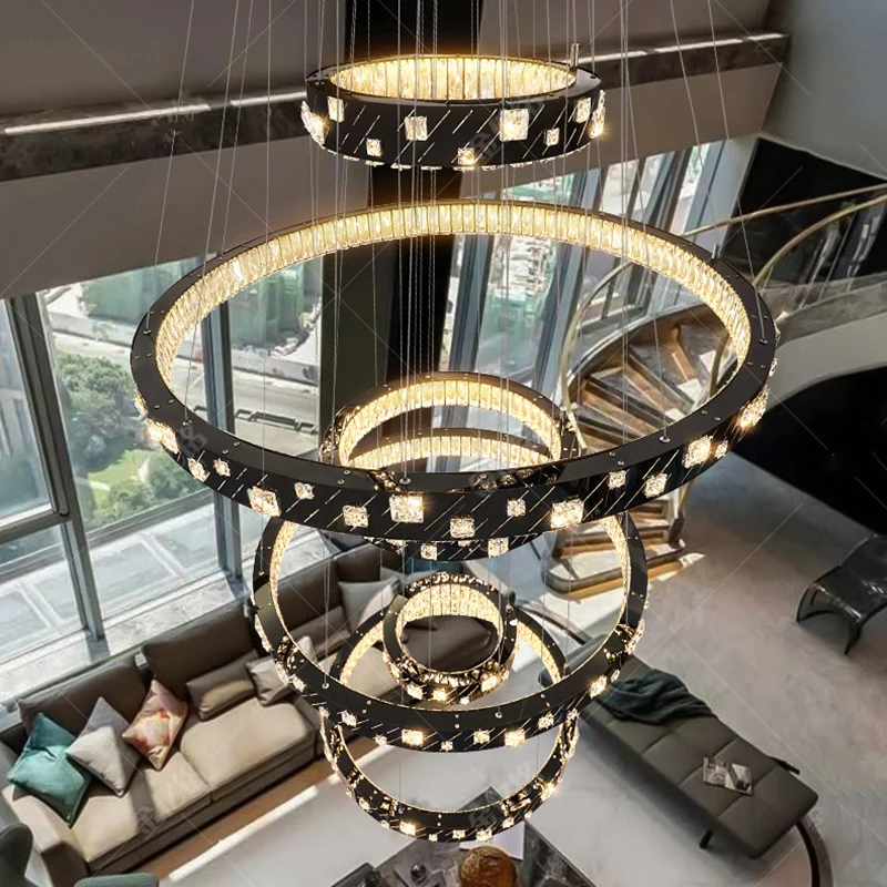 

Современная хрустальная люстра для дома, подвесной светильник для лестницы, подвесные светильники для гостиной, интерьерное освещение