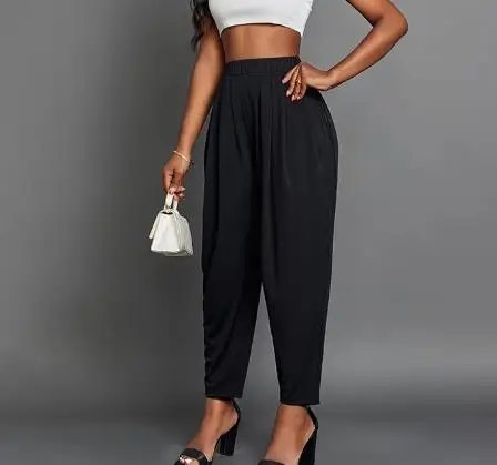 

Spring and Autumn Solid Color High Waist Slimming Pencil Pants for Women, Fashionable and Elegant Commuting Nine Cent Pants