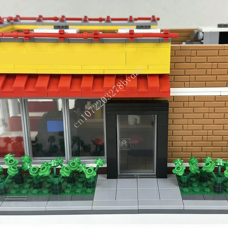 1394 Uds estación de casa de gofres MOC vista de calle creativa modelo de bloques de construcción arquitectura DIY juguetes de modelos educativos de ensamblaje