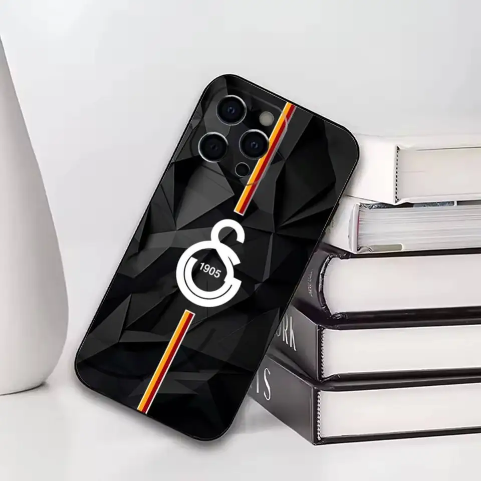 Funda de silicona suave negra para iPhone 17,16,15,14,13,12,11 Plus,Pro con equipo de fútbol Galatasaray 3