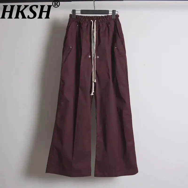 

Мужские брюки-карго HKSH, весна-осень, новинка, широкие, расклешенные, с молнией, повседневные, в стиле сафари, шикарные, в стиле Ins, модель HK18753