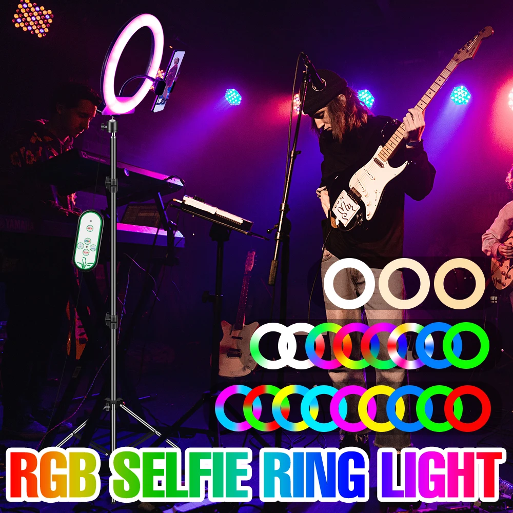 

LED Selfie Ring Light RGB Photo Ringlight Dimmable Makeup Video Lamp Circle Fill Lighting Profissional Photography Lamp For Live