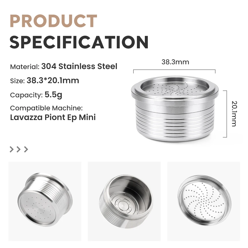 icafilas Refillable Coffee Capsulas Pod For Lavazza Piont Ep Mini capsule Stainless Steel Coffee Filter Capsule Cup Coffee Maker